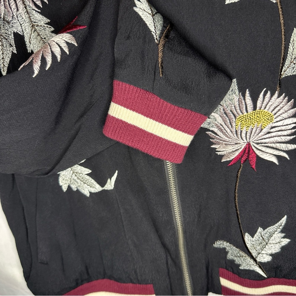 Elevenses Black Bomber Jacket with Floral Embroidery - Picture 5 of 9